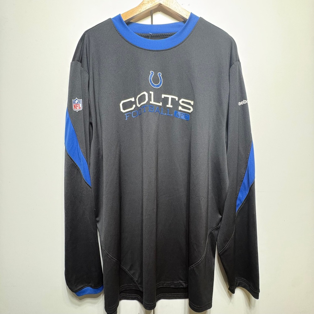 Reebok Indianapolis Colts NFL Shirt Mens XL Black Blue Long Sleeve Performance